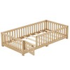 NicBex Twin/Full Size Toddler Floor Bed,Floor Bed Frame with Safety Guardrails and Door,Montessori Floor Bed Frame for Kids,Wood Slats Support - 2 of 4