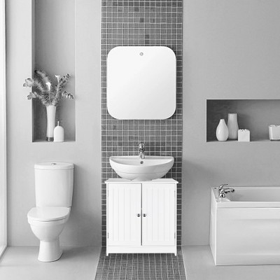 FURNIinspire Bathroom Storage Cabinets Under Sink Organizer, Storage Furniture Bathroom Sink Cabinet, Bathroom Cabinet, White, 11.69"*23.35"*23.62"