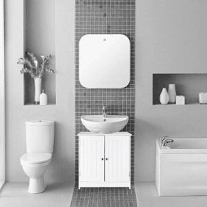 FURNIinspire Bathroom Storage Cabinets Under Sink Organizer, Storage Furniture Bathroom Sink Cabinet, Bathroom Cabinet, White, 11.69"*23.35"*23.62" - 1 of 4