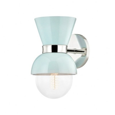 Mitzi Gillian 1 - Light Sconce in  Polished Nickel/Ceramic Gloss Robins Egg Blue