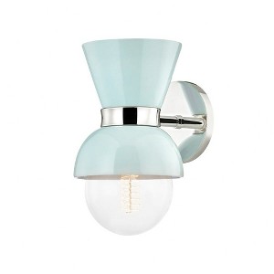 Mitzi Gillian 1 - Light Sconce in  Polished Nickel/Ceramic Gloss Robins Egg Blue - 1 of 1