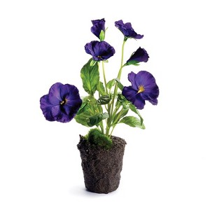 Plum & Post 11.5" Pansy Flowers Faux Floral Drop-In Potted Plant Spring Springtime Home Indoor Living Room Bedroom Kitchen Decor Decoration - 1 of 1
