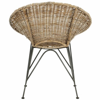 Grey Wash & Dark Steel Geometric Rattan Accent Chair