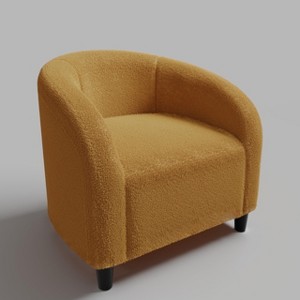 Accent Chair, Upholstered Barrel Club Chair with Solid Wood Legs | Cozy Armrest Chair for Living Room, Bedroom & Study - 1 of 4