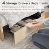 Bed Frame with Natural Rattan Headboard and Wooden 4 Storage Drawers, Metal Platform Bed frame with Strong Wooden Slats Support, No Box Spring Needed - 3 of 4