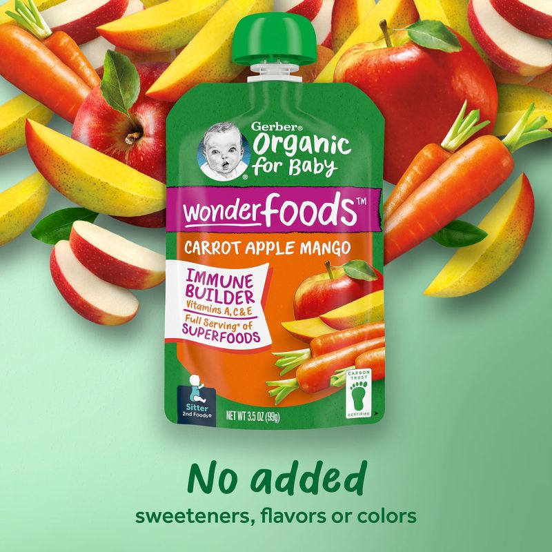 Gerber Organic 2nd Foods Carrot Apple &#38; Mango Baby Food Pouch - 3.5oz, 4 of 11