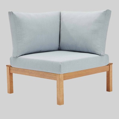 Freeport Karri Wood Sectional Sofa Outdoor Patio Corner Chair - Blue - Modway