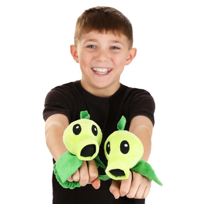 HalloweenCostumes.com One Size Fits Most  Plants Vs Zombies Threepeater Gloves., Black/Green/Green, 2 of 4