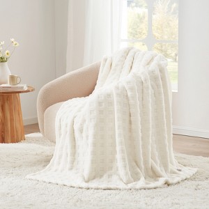 Cozy Bliss Plush Waffle Fleece Throw Blanket, Ultra Soft Comforter Style Home Blanket - 1 of 4