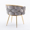 Sapphtopaz Modern Accent Chair Velvet Upholstered Woven Armchair with Gold Metal Legs Luxury Lounge Accent Chairs for Living Room, Bedroom - 4 of 4