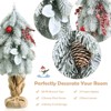 Tangkula 1.5' Mini Snow Flocked Xmas Tree Tabletop Artificial Christmas Tree w/ 59 Tips Burlap Cement Sand - 3 of 4