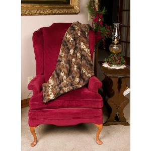Northlight 50" x 58" Extra Soft Faux Fur Throw Blanket with Suede Bottom - Brown/Beige - 1 of 2