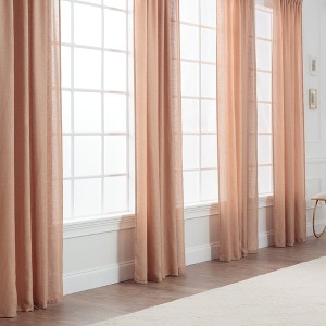 Chanasya 2pk Faux Belgian Flax Semi Sheer Window Curtain Panels - Set of 2 - 1 of 4