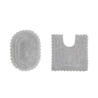 Lilly Crochet Collection 100% Cotton Tufted Reversible 2-Piece Bath Rug Set – Super Absorbent, Machine Washable Bathroom Mats with Crochet Pattern