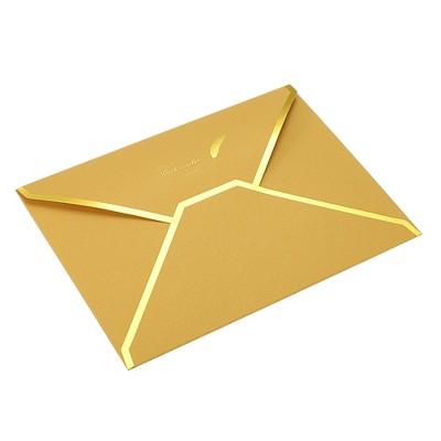 Unique Bargains Envelopes V Flap Luxury Style for Invitation Wedding  Birthday 10 Pcs Golden