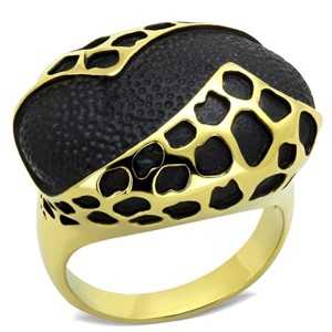 Slickblue Women’s Stainless Steel Ring with Jet Black Epoxy and Animal Print, IP Gold Finish, Size 5-10 - 1 of 4