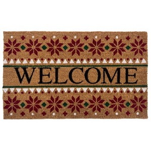 Kate Aurora Festive Christmas Snowflakes Bristled Outdoor Welcome Mat - 18"x30" - 1 of 4