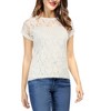 Allegra K Women's Curved Hem Sheer Short Sleeves Floral Lace Blouse - 3 of 4