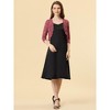 INSPIRE CHIC Women's Elegant 3/4 Sleeve Sheer Floral Lace Open Front Crop Shrug - 3 of 4