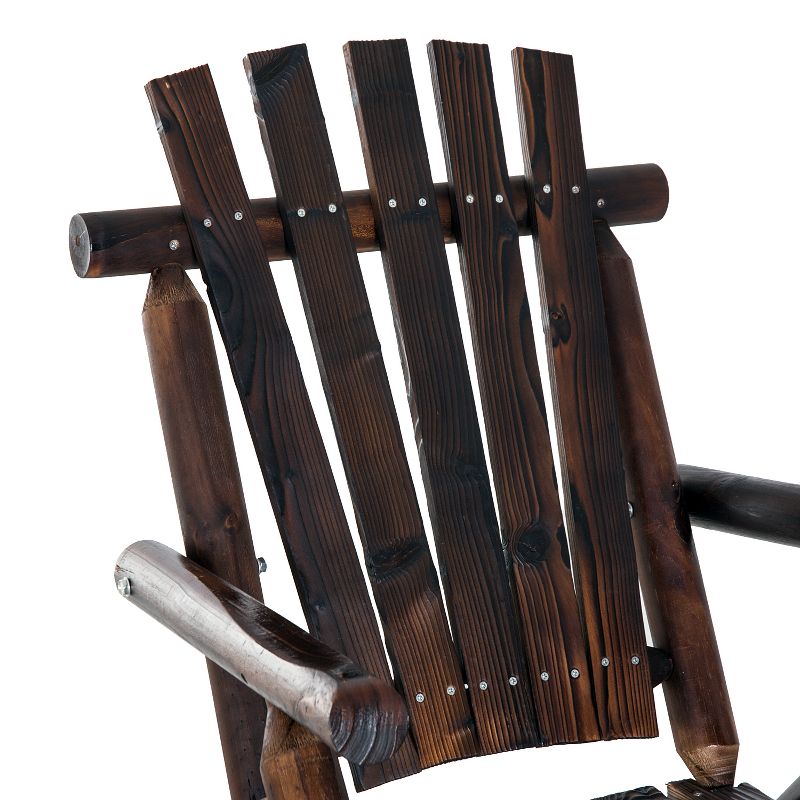 Outsunny Wooden Rocking Chair, Indoor Outdoor Porch Rocker with Slatted Design, High Back for Backyard, Garden, 5 of 9