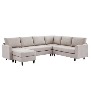 Hyleory Modular Comfort Corner Shaped Sectional Sofa,Large 7 Seater Corner Sofa for Living Room, Office, Spacious Space - 1 of 4