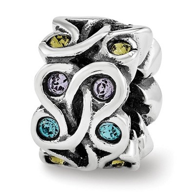 Black Bow Jewelry Sterling Silver Multicolor Crystals Mandala Bead Charm