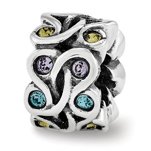 Black Bow Jewelry Sterling Silver Multicolor Crystals Mandala Bead Charm - 1 of 3