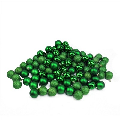 Northlight 96ct Shatterproof 4-Finish Christmas Ball Ornament Set 1.5" - Green