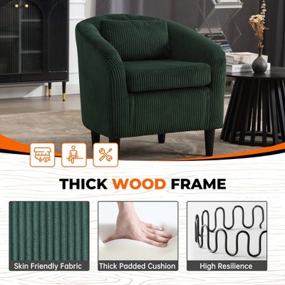 HOMEFUN Modern Corduroy Upholstered Accent Chair with Wooden Legs