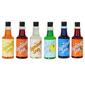 HomeStock Summer Sno Snow Cone Syrup 6 Pack - Blue Raspberry, Cherry, Pina Colada, Blue Cotton Candy, Dreamsicle, Lemon Lime - 1 of 4
