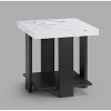 Gray 3-Piece Cocktail Set White Faux Marble Table Top Coffee Table and Two Matching End Tables Living Room Wooden Furniture White Black - 3 of 4