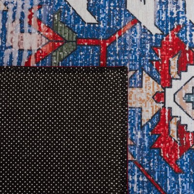Reversible Tucson Blue and Red Synthetic Area Rug, 4' x 6'