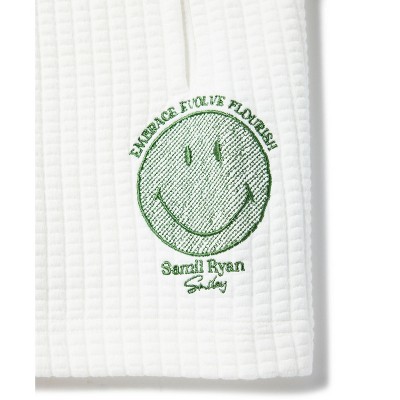 Samii Ryan | Smiley® Flourish Waffle Shorts, White, Large, 4
