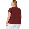 Agnes Orinda Women's Plus Size Elegant Pleated Petal Short Sleeve Office Work Blouses - 4 of 4