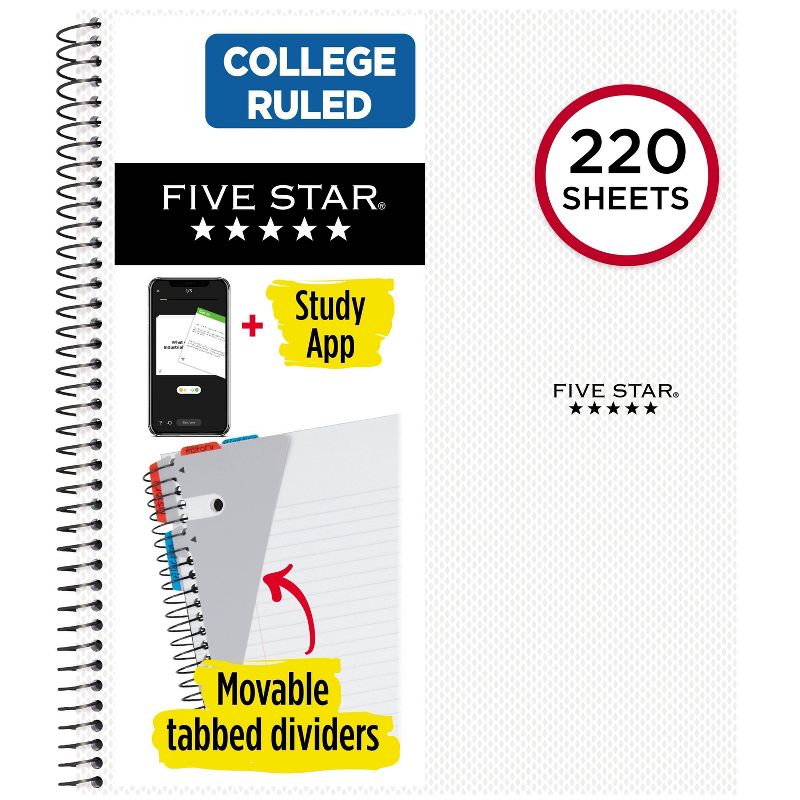 Five Star 220 Sheets College Ruled Notebook Feature Rich White, 1 of 9