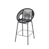Set of 4 Outdoor Patio Barstools,Faux Wicker Bar Stools with Iron Frame,Modern Woven Bar Chairs for Garden or Balcony-Cuddlewood - 2 of 4