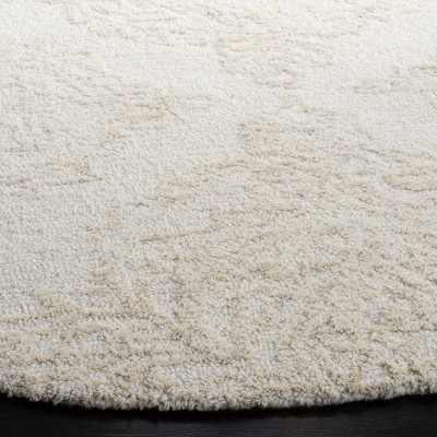 Ivory Beige 6' Round Handmade Wool Tufted Rug