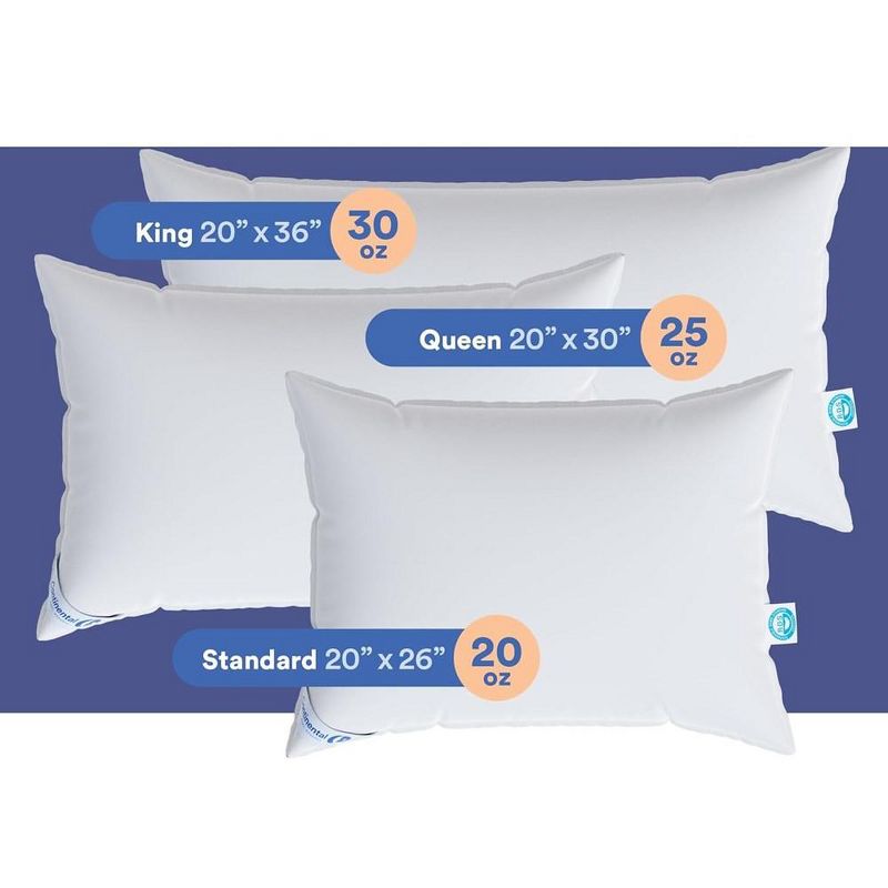 Continental Bedding - 550 Fill Power Medium Goose Down Pillow - Size - Pack of 2, 3 of 4