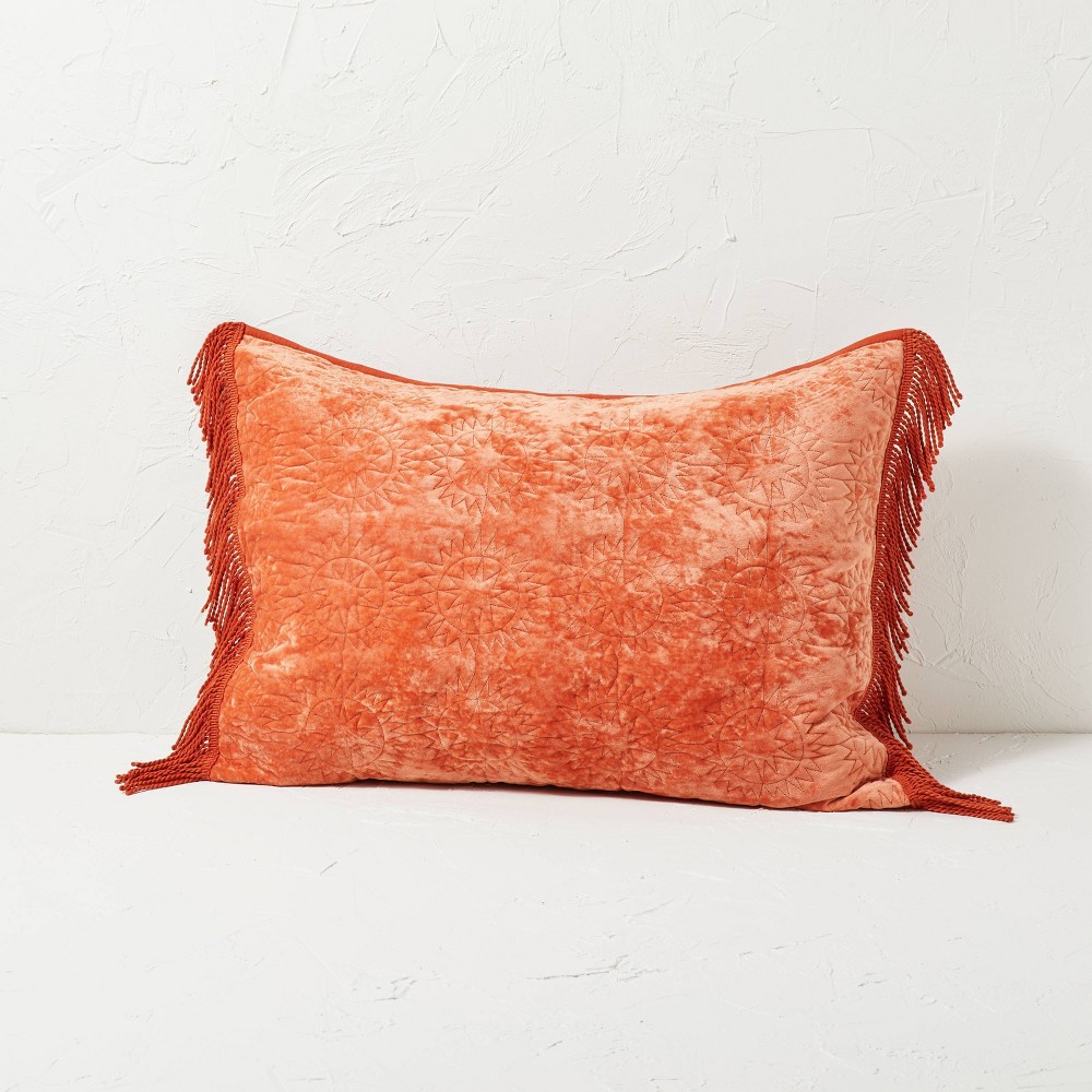 Photos - Pillowcase Standard Sun Stitched Vintage Velvet Quilt Sham Coral - Opalhouse™ designe