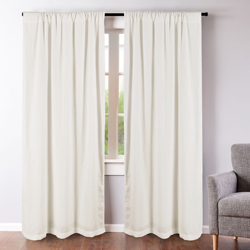 100% Linen  - Lined Curtain Panel - 2pk - Levtex Home, 1 of 4