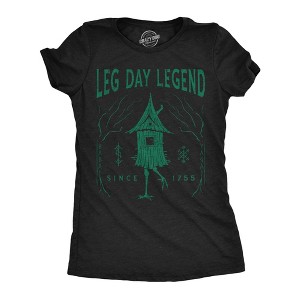 Womens Funny T Shirts Leg Day Legend Sarcastic Baba Yaga Graphic Novelty Tee For Ladies - Crazy Dog Women's T Shirt with Fun Design - 1 of 4