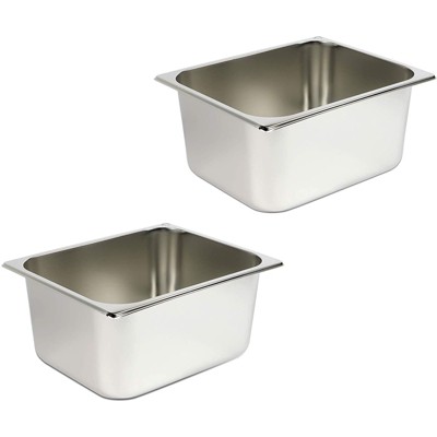 Juvale 2 Pack Stainless Hotel Steam Table Pans For Restaurant Supplies, 1/2 Sizes, 13 x 10.5 x 6 in