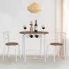 VINGLI 3 Piece Dining Set for 2,Kitchen Wooden Table and 2 Chairs for Small Space,Metal Frame,Wine Rack,White&Warm Oak - 2 of 4