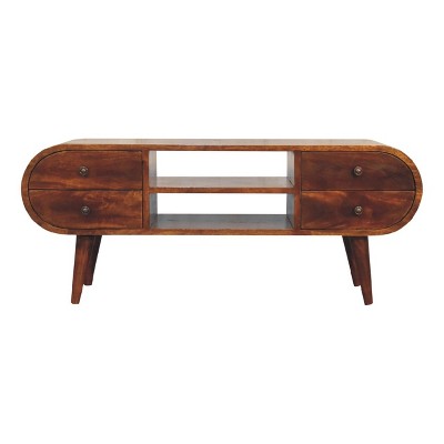 NicBex Mid-Century Modern Wooden TV Stand with 2 Drawers and Open Shelf Vintage Style Media Console for Living Room, Bedroom