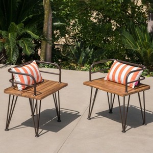 FIONECA Industrial Wood and Metal Dining Chair Set of 2, Rustic Farmhouse Style for Kitchen, Dining Room, or Patio - 1 of 4