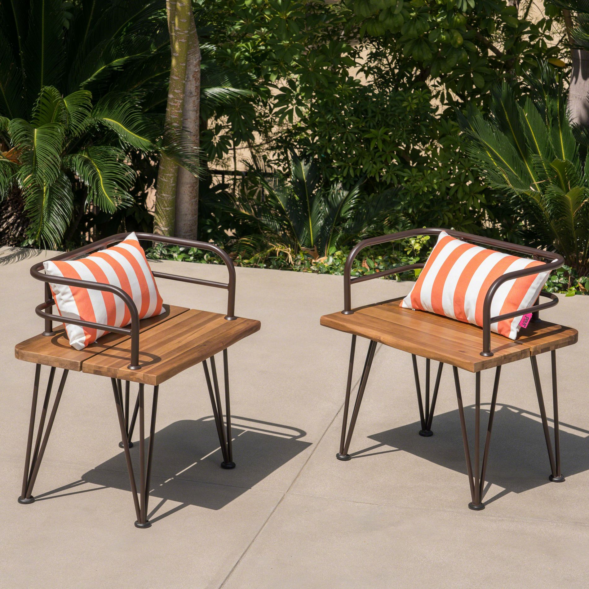 FIONECA Industrial Wood and Metal Dining Chair Set of 2, Rustic Farmhouse Style for Kitchen, Dining Room, or Patio
