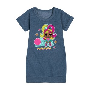 - LOL Surprise! - Glow Grrrl Retro Styled Graphic Short Sleeve Fleece Dress - 1 of 4