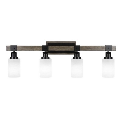 Toltec Lighting Tacoma 4 - Light Vanity in  Black/Painted Wood with 4" White Matrix Shade