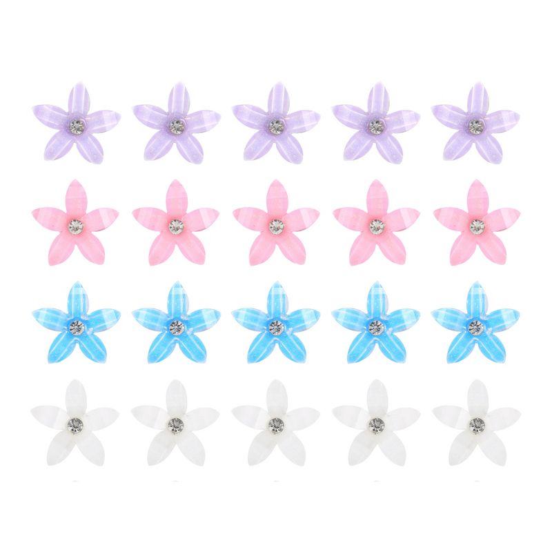 Unique Bargains Girl's Rhinestone Small Flower Hair Clips Multicolor 20 Pcs, 1 of 7