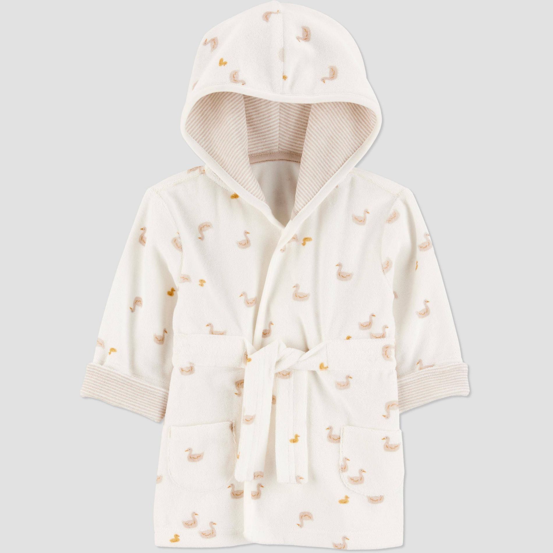 Carter's Just One You®️ Baby Duck Robe - Gray: Midweight Cotton Polyester Bath Wrap, Animal Pattern